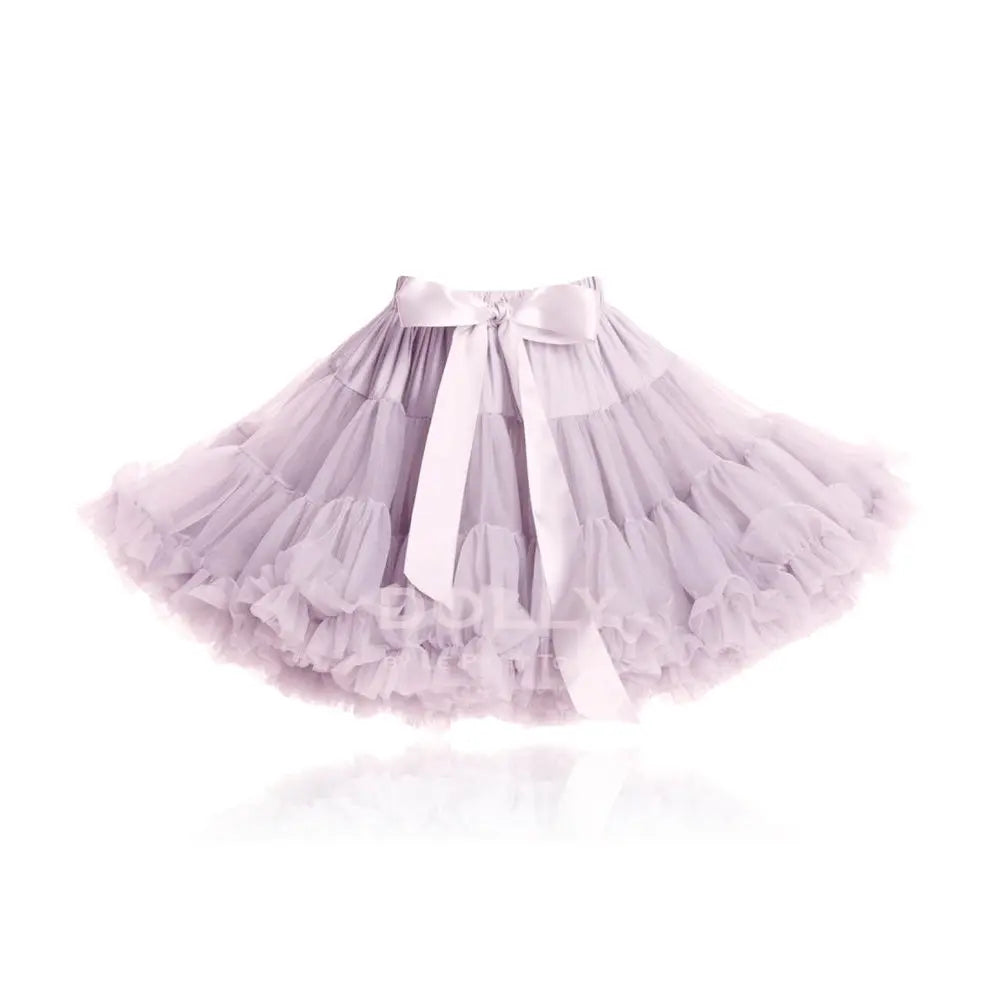 Dolly By Le Petit Tom Pettiskirt Little Lavender Queen; lavender tiered tulle with satin bow, laid flat ready to twirl