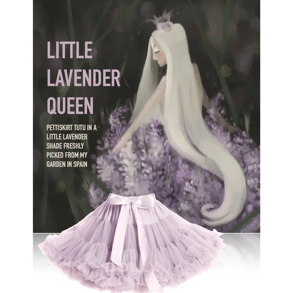Dolly by Le Petit Tom Pettiskirt Little Lavender Queen lavender tutu with satin bow, fluffy layered skirt.