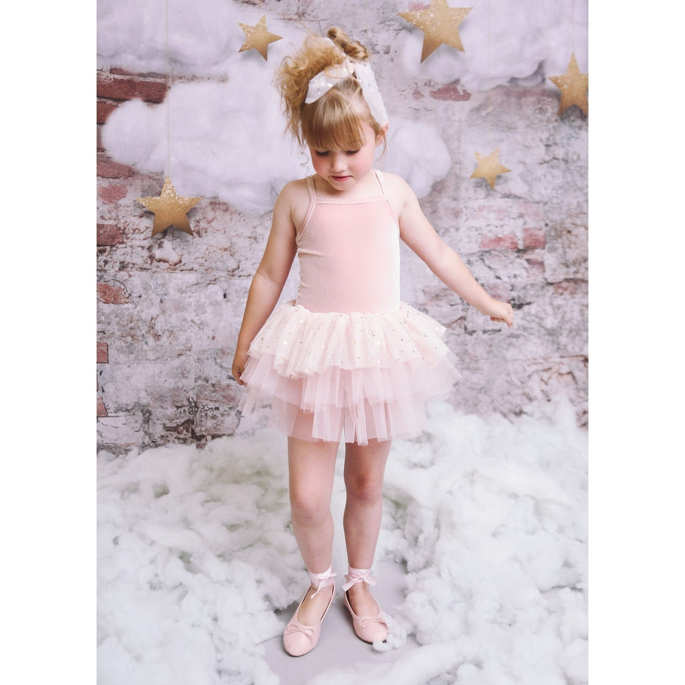 Dolly by Le Petit Tom Stars & Moon tulle hair scrunchie with bow in ballet pink