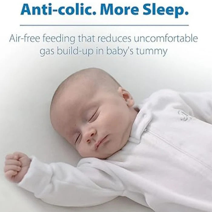 DR. BROWN'S Dr. Brown's Glass Wide-Neck Anti-colic Options+ Baby Bottle 5oz/150ml promotional image with sleeping infant img 3/8