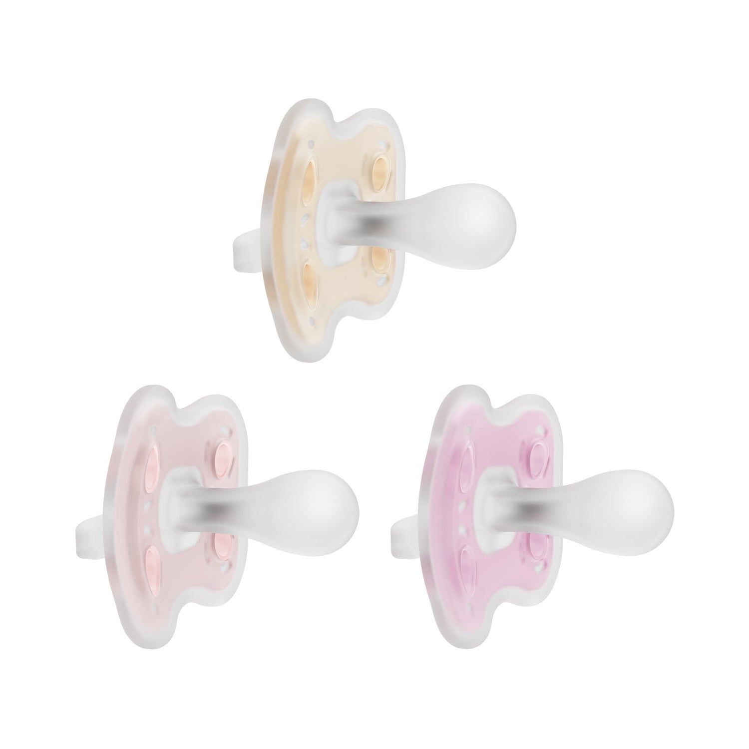 Dr. Brown's Advantage One-Piece Silicone Pacifiers 0–6 Months 3-Pack – Pink/Purple/Ecru