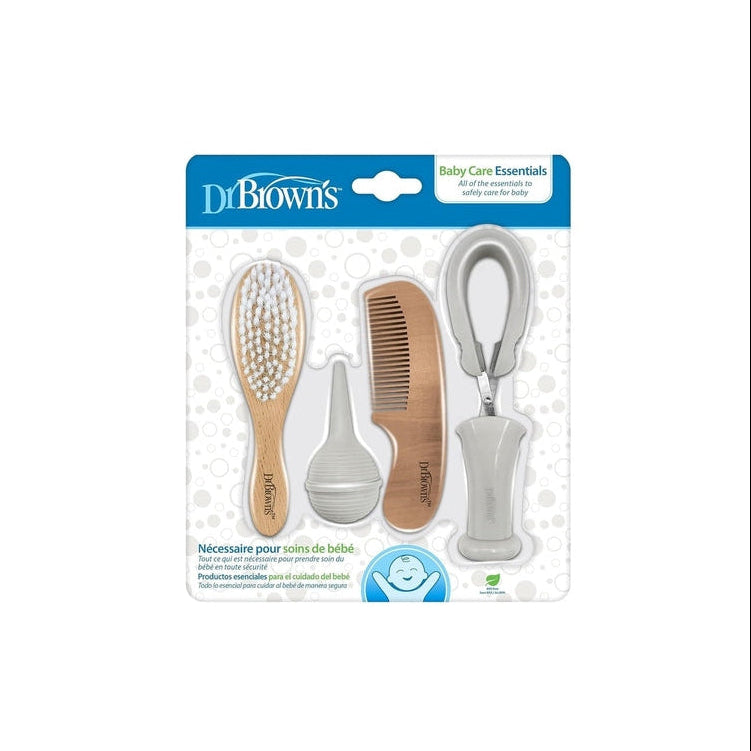 DR. BROWN'S Dr. Brown's Baby Care Essentials 5-Piece Kit wooden brush and comb with safety nail clippers img 1/8