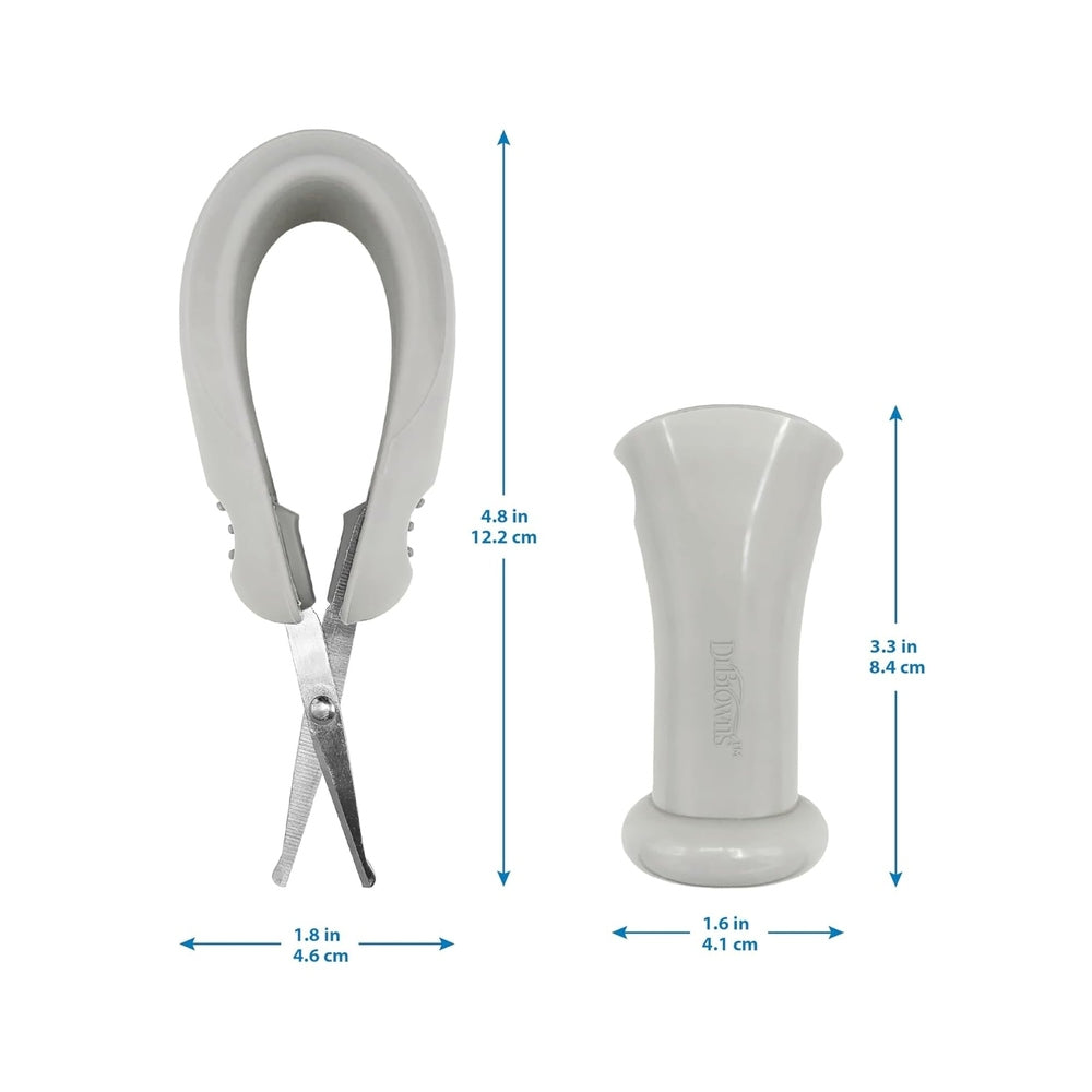 DR. BROWN'S Dr. Brown's Baby Care Essentials 5-Piece Kit U-shaped safety nail clipper and flared adapter nozzle img 7/8