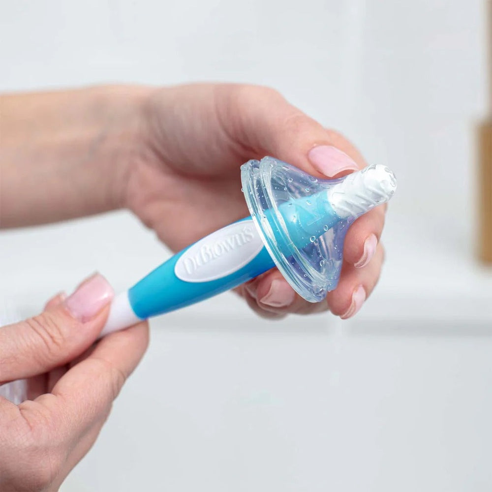 DR. BROWN'S Dr. Brown's Natural Flow Baby Bottle Brush cone-shaped clear bristle head with textured grip band img 5/13