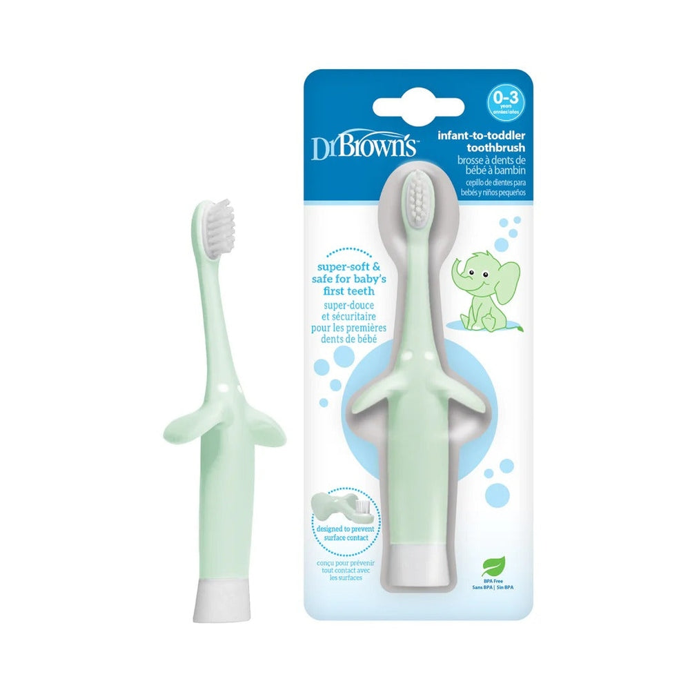 DR. BROWN'S Dr. Brown's Infant-to-Toddler Toothbrush 1-Pack Airplane-shaped handle with extending arms and standing base img 1/10