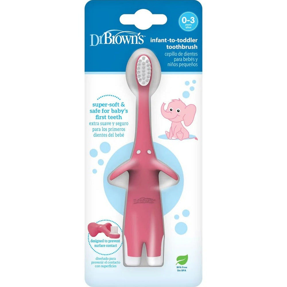 DR. BROWN'S Dr. Brown's Infant-to-Toddler Toothbrush 1-Pack Elephant-shaped handle with extended arms and elevated brush head img 8/10