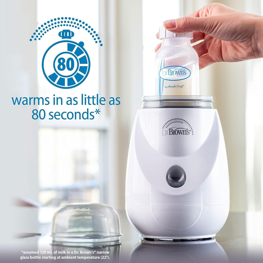 DR. BROWN'S Dr. Brown's Insta-Feed Baby Bottle Warmer and Sterilizer single-button control with compact rounded base img 3/8