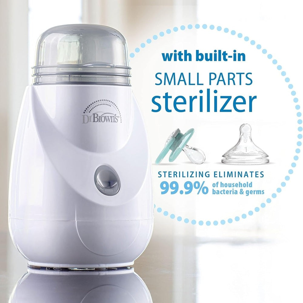 DR. BROWN'S Dr. Brown's Insta-Feed Baby Bottle Warmer and Sterilizer clear dome top with silver ring and front control button img 5/8