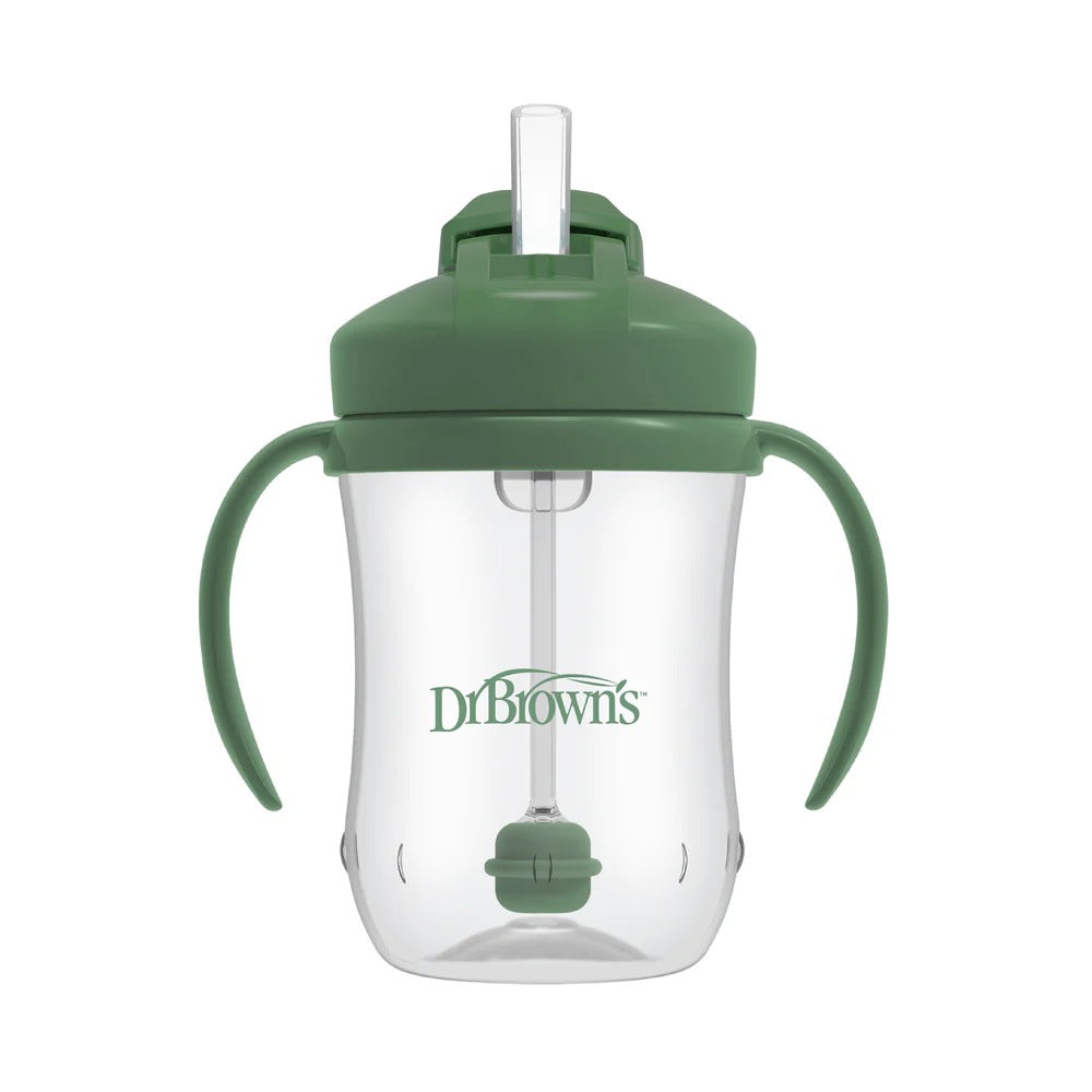 DR. BROWN'S Dr. Brown's Milestones Baby's First Straw Cup 9oz/270ml with dual handles and weighted straw ball inside img 7/14
