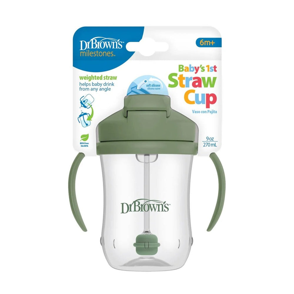 DR. BROWN'S Dr. Brown's Milestones Baby's First Straw Cup 9oz/270ml with dual handles and weighted straw mechanism img 8/14
