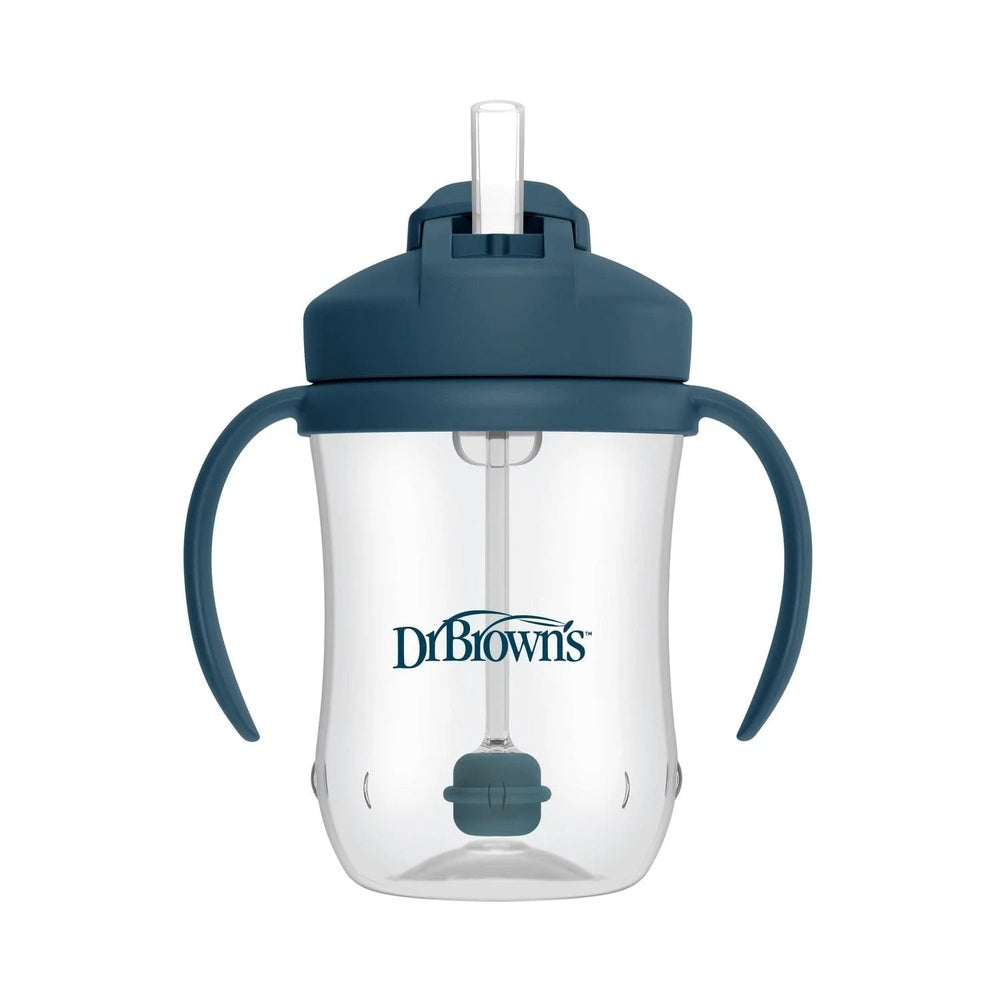 DR. BROWN'S Dr. Brown's Milestones Baby's First Straw Cup 9oz/270ml with dual side handles and weighted ball straw system img 13/14