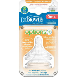 Dr. Brown's Natural Flow Options+ Silicone Wide-Neck Nipple 2-Pack