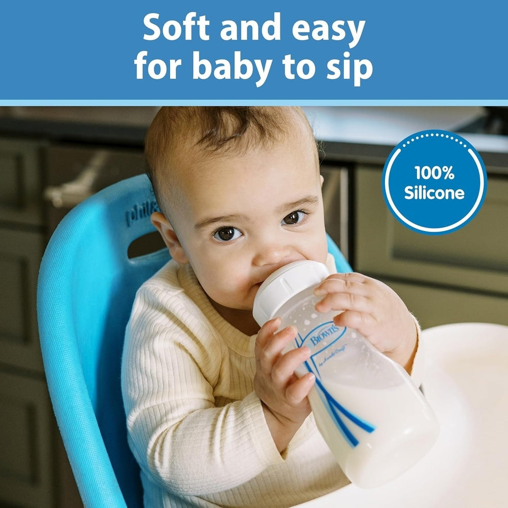 Dr. Brown's Wide-Neck Options+ Silicone Baby Bottle Sippy Spout 2-Pack in White