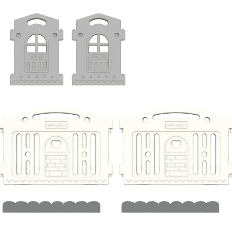 Dwinguler Castle Extension Set Downy Grey by DWINGULER: two grey castle panels and two white gate panels with heart motifs
