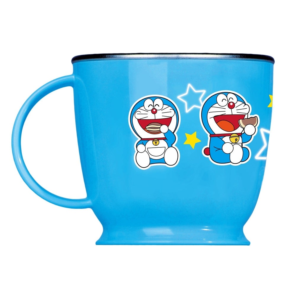 Edison Doraemon non-slip stainless single-handle cup in blue for baby feeding