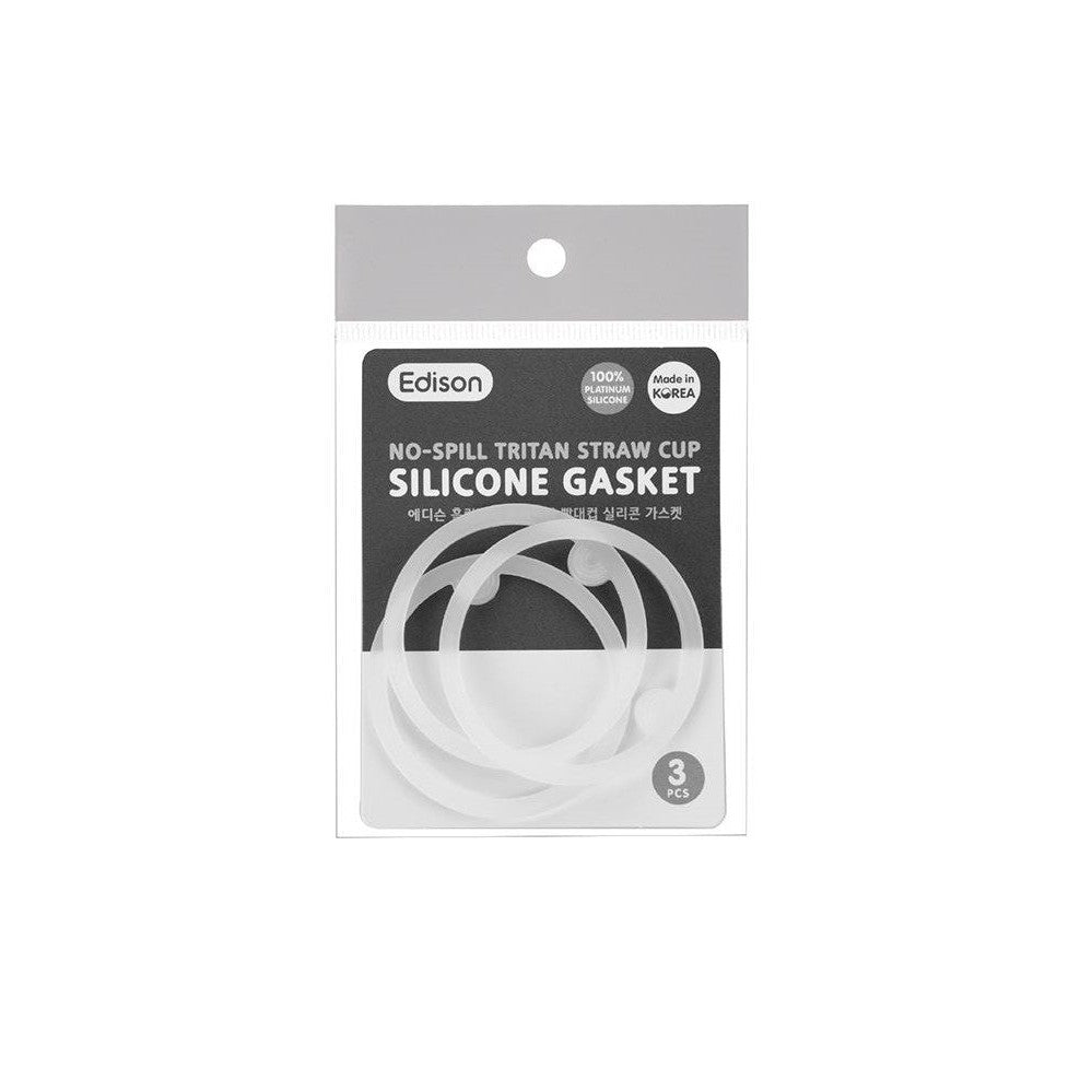 Edison No-Spill Tritan straw cup silicone gasket set, 3 pcs, white silicone gaskets for baby feeding