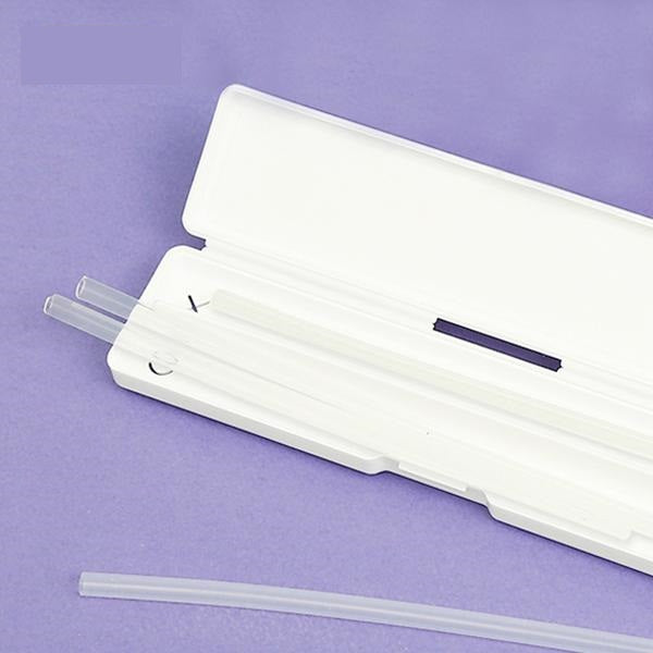Edison silicone straw case set, white case with clear silicone straws (2 pcs)