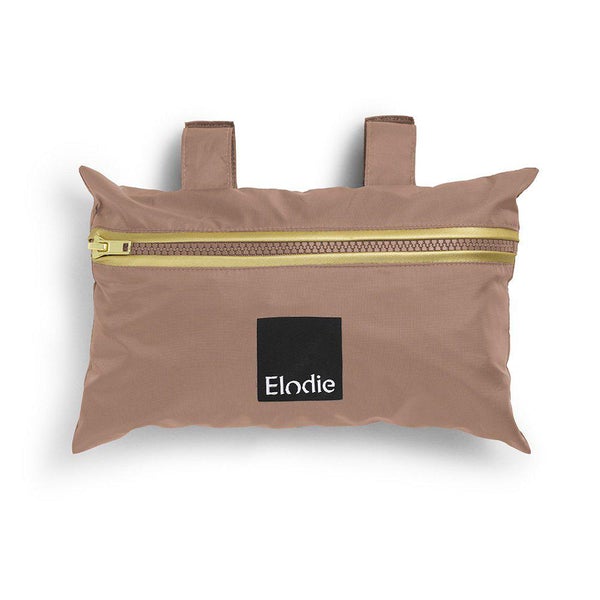 Elodie Details rain cover for stroller in faded rose; compact pouch with yellow zipper
