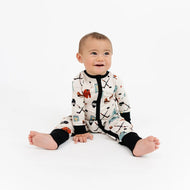 Emerson And Friends Hat Trick Hockey Bamboo Convertible Footie Romper Beige And Multi