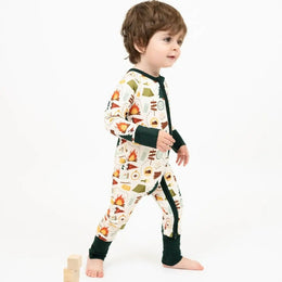 Emerson And Friends Camp Emerson Bamboo Convertible Baby Pajamas Green And Multi