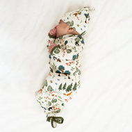 Emerson And Friends In the Woods Bamboo Gown and Hat Newborn Baby Gift Set Green And Multi
