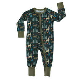 Emerson And Friends Midnight Forest Bamboo Convertible Footie Romper Green And Multi