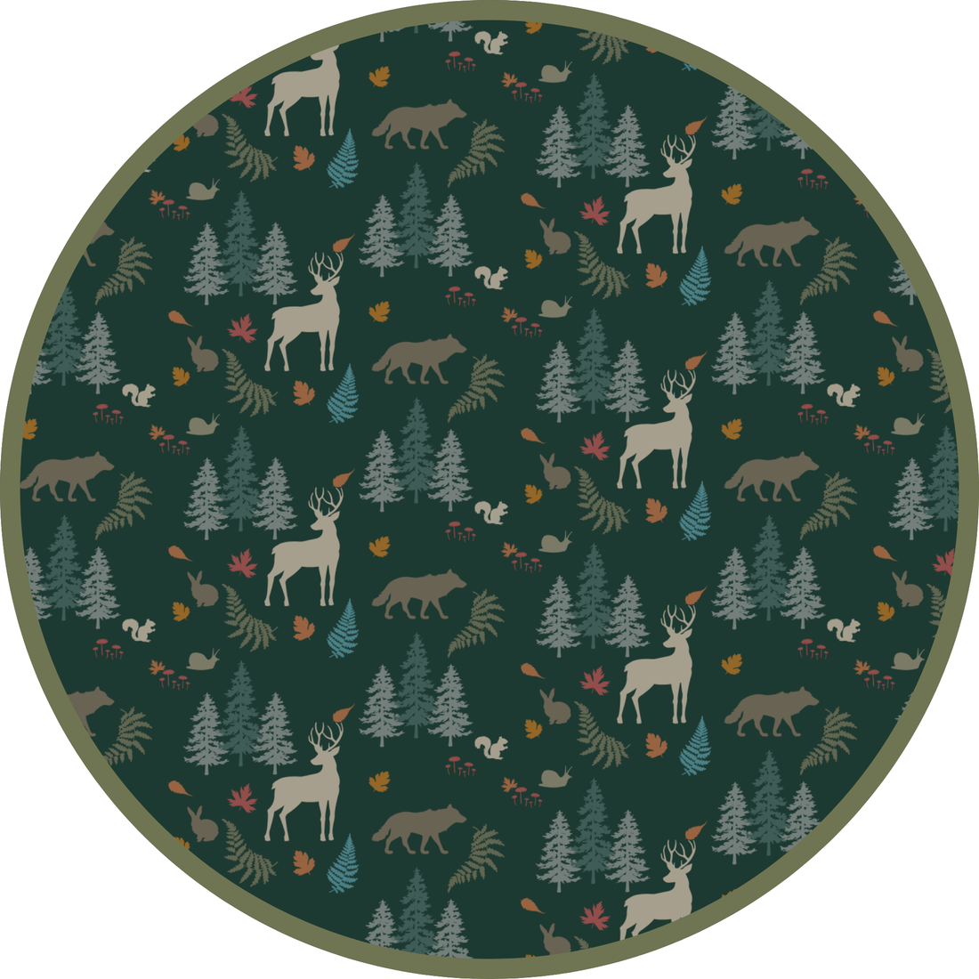 Close-up of the Midnight Forest woodland print