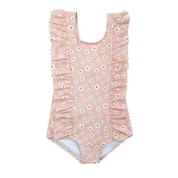 Emerson And Friends Pink Daisy Ruffle Front One Piece Girls Swimsuit Pink And Multi