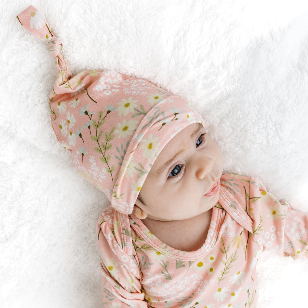 Spring Meadow Bamboo Gown and Hat Newborn Baby Gift Set Pink