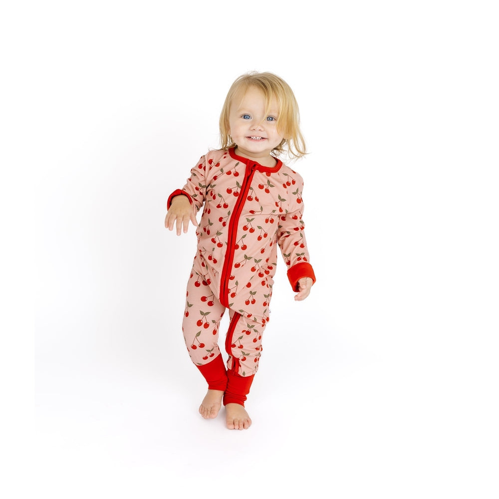 Very Cherry Bamboo Convertible Footie Romper Pink