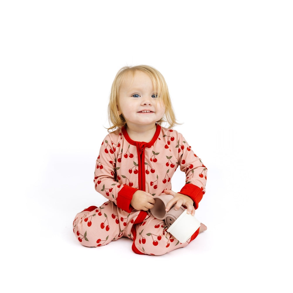 Very Cherry Bamboo Convertible Footie Romper Pink