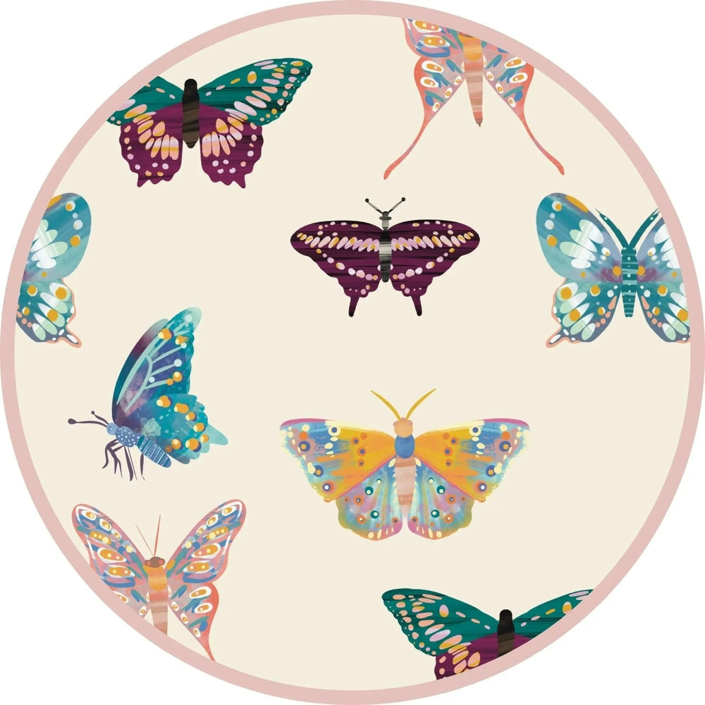 EMERSON AND FRIENDS Emerson And Friends Wings of Paradise Butterflies Reversible Bucket Hat Beige And Multi pink border trim with img 4/4