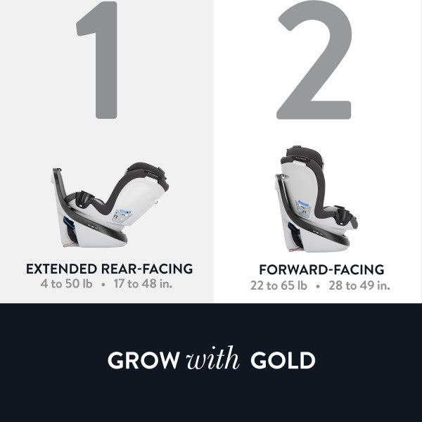 Evenflo Gold Revolve360 Slim 2-in-1 Rotational Car Seat with Sensorsafe; rear-facing 4-50 lb, forward-facing 22-65 lb.