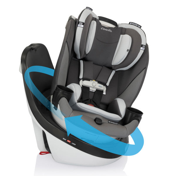 Evenflo Gold Revolve360 Slim 2-in-1 rotational car seat with SensorSafe, gray/black fabric