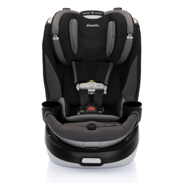 Evenflo Revolve360 Slim 2-in-1 rotational car seat with SensorSafe in black/gray fabric