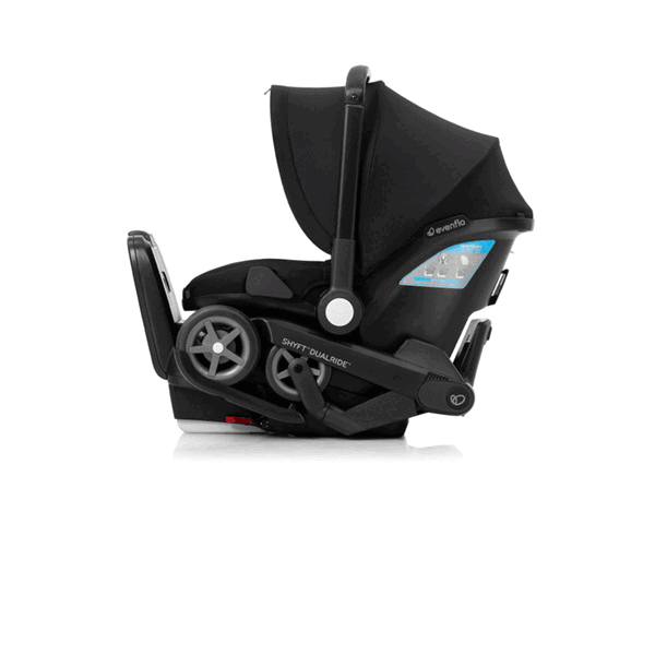 Evenflo Gold Shyft DualRide infant car seat with Carryall Storage stroller, black