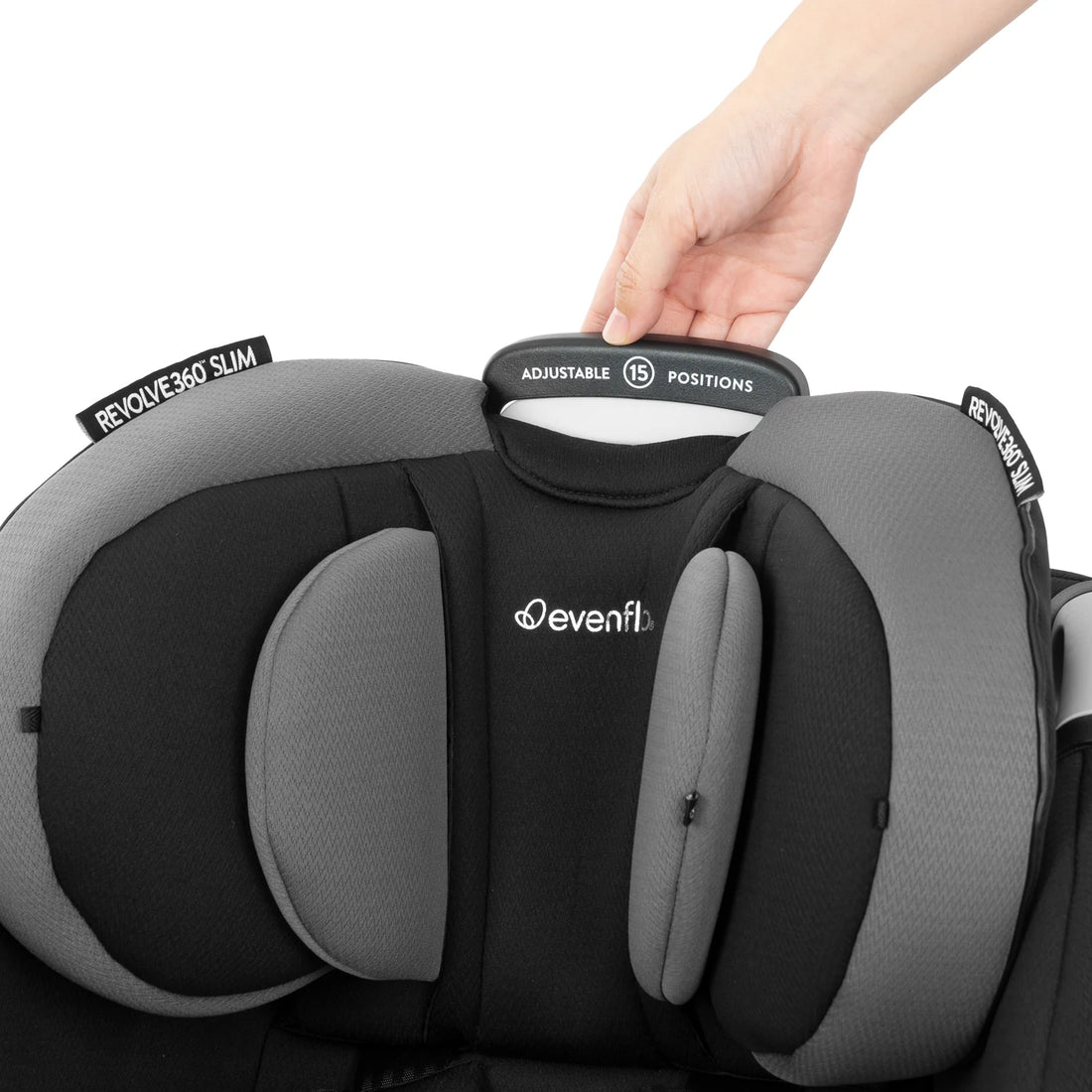 Evenflo Revolve360 Slim obsidian black headrest adjustment