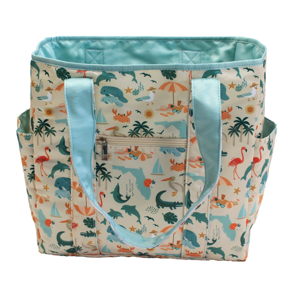 Explore Florida Reversible Beach Bag in beige/multi