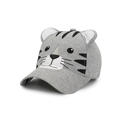 Flapjackkids 3D Tiger Cap, grey with embroidered tiger face and ears