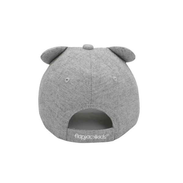 Flapjackkids 3D Cap Tiger gray kids hat with ear accents and back strap