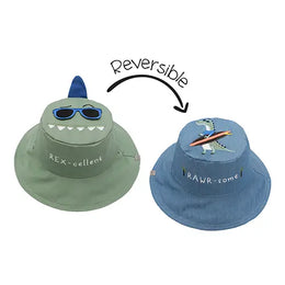 Flapjackkids Reversible Kids Sun Hat Dinosaur & Surfer Dino