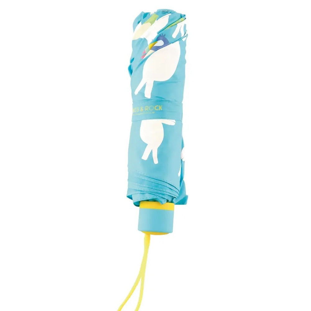 Floss And Rock Big Kids Color Changing Umbrella Toucan, turquoise with white toucans and yellow accents.