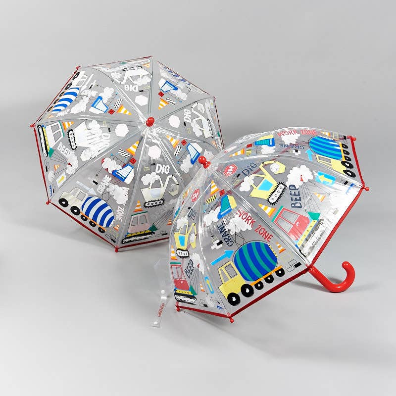 Floss and Rock construction color-change umbrella set of two with clear panels and red curved handles