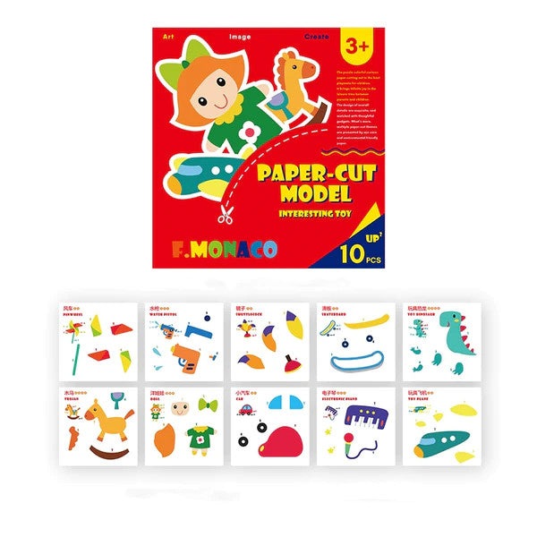 Flower Monaco paper-cut craft kit for kids with 10 colorful pieces in a bright toy set