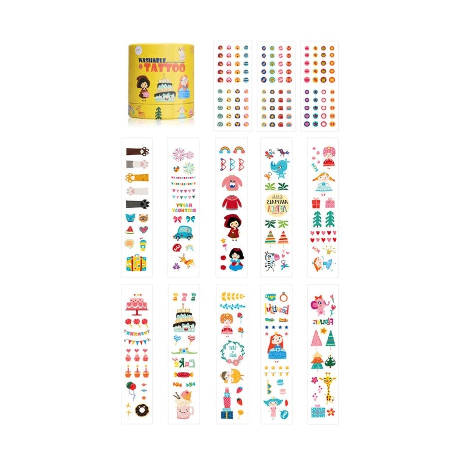 Princess washable tattoo set Flower Monaco with yellow tub and 12 colorful tattoo sheets