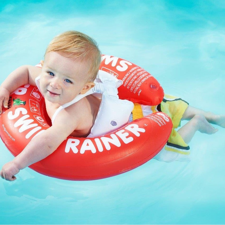Freds Swim Academy SwimTrainer Classic Red flotation ring for 3-4 year olds with white branding