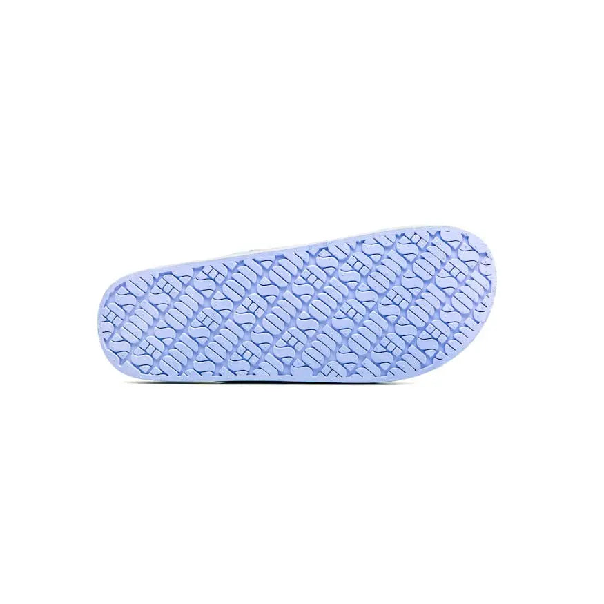 Freedom Moses Prints Aloha Hydra slippers in lavender, showing the textured sole tread for grip.