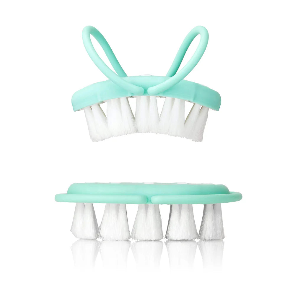 Frida Baby head-hugging hairbrush and styling comb set, mint green, 2-piece grooming kit