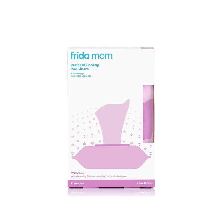 Frida Mom perineal cooling pad liners with witch hazel, 24-pack disposable nursing pads in pink accents