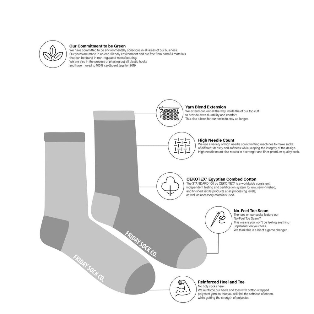 Friday Sock Co. women's maple leaf socks with reinforced heel and toe; OEKO-TEX cotton and yarn blend details